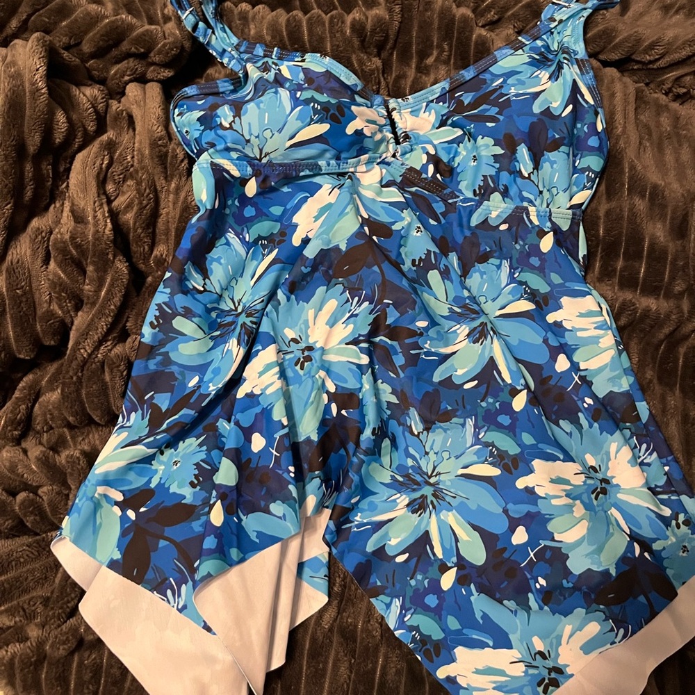 Blue and White Tropical Bikini